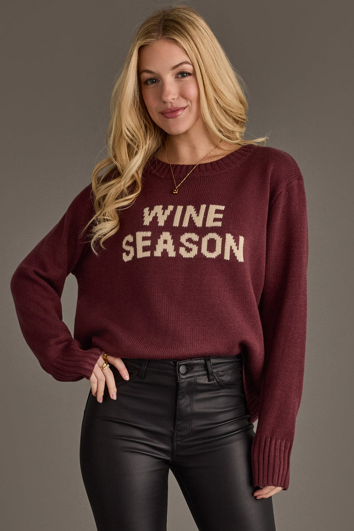 Panache Burgundy & Ivory Wine Season Sweater - front view