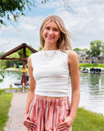 Blu Pepper Side Ruched Tank - Cream