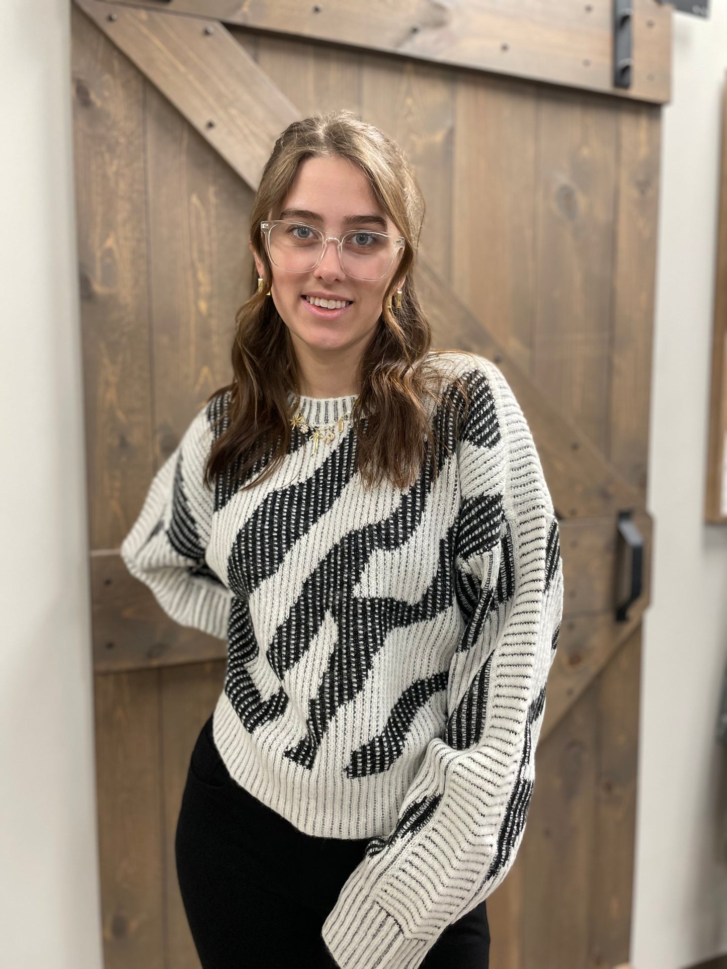 Mock Neck Cable Sweater