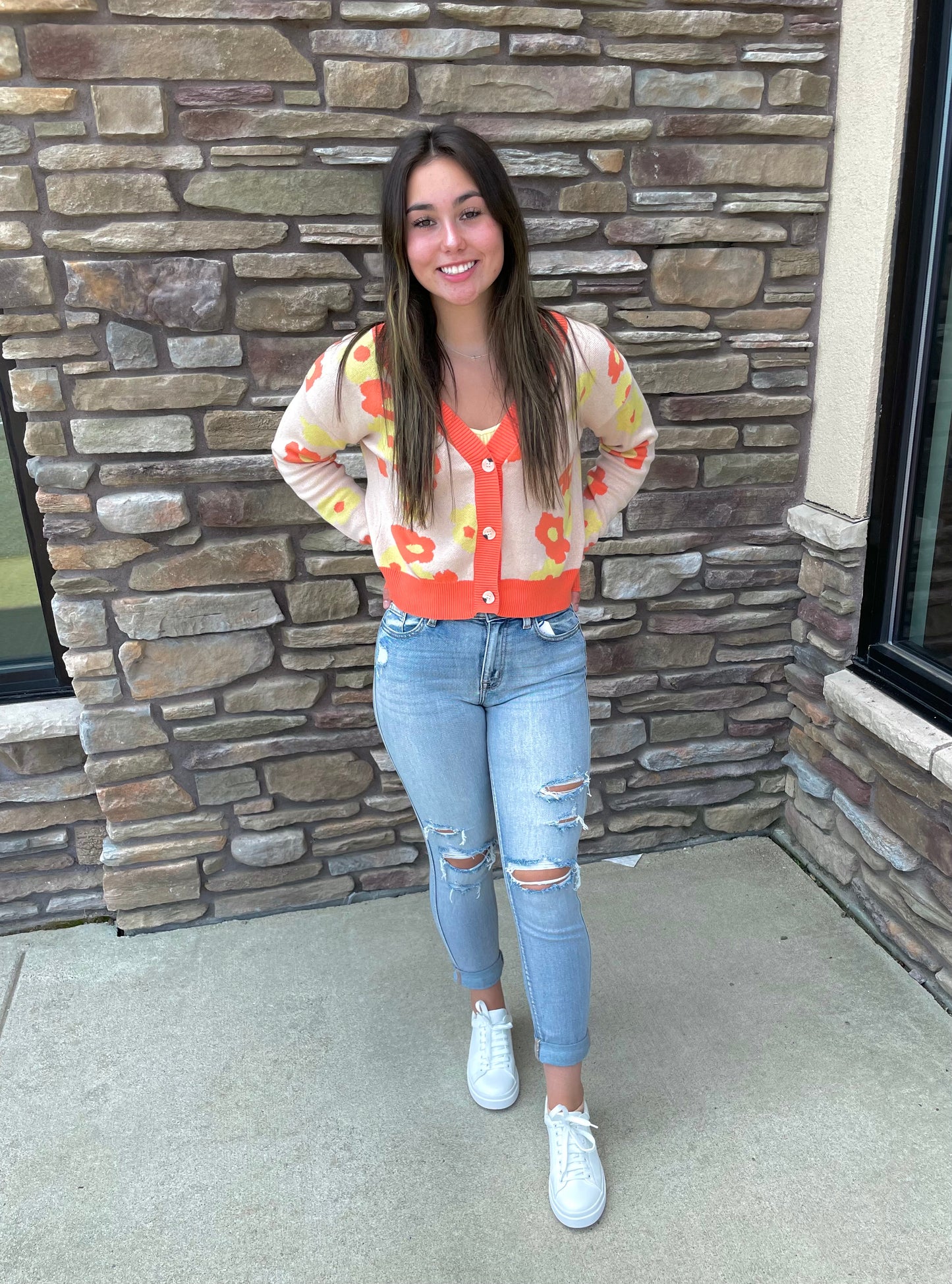 Floral Crop Cardigan