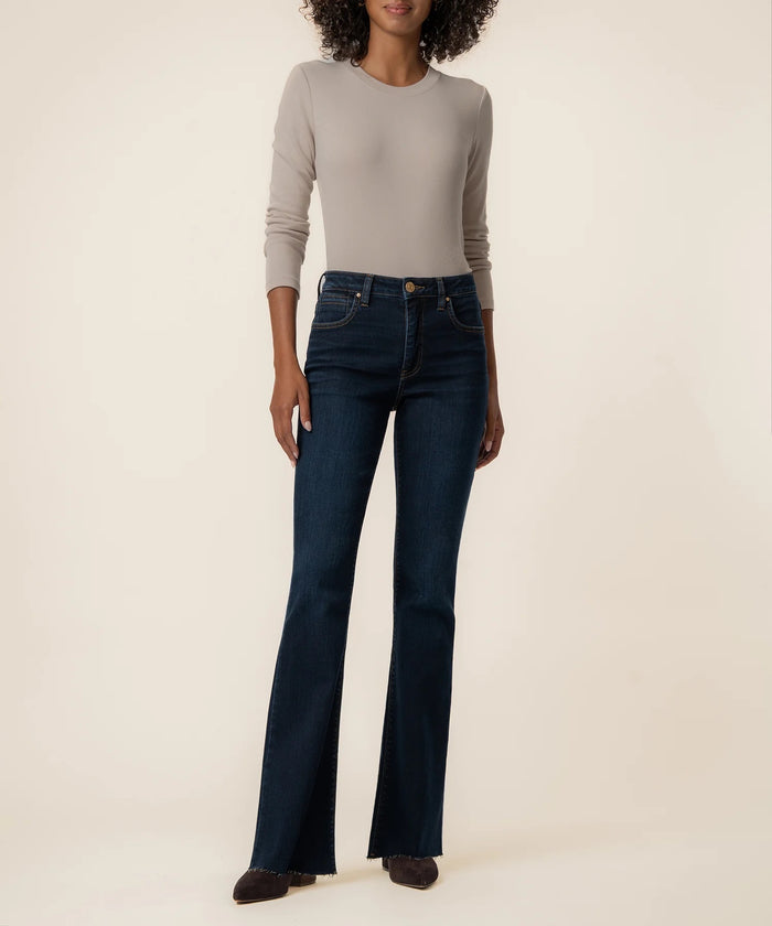 Kut Ana High Rise Flare Raw Jeans - Wave