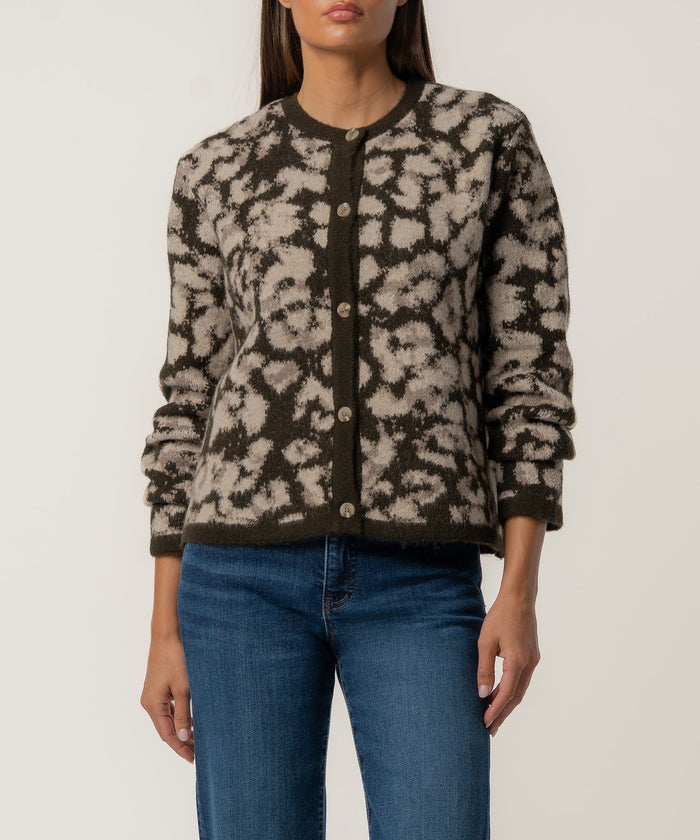 Kut Sadie Animal Print Sweater in Brown - front view