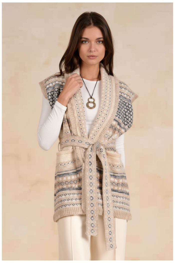 Elan Sleeveless Cardigan Sweater -Off White