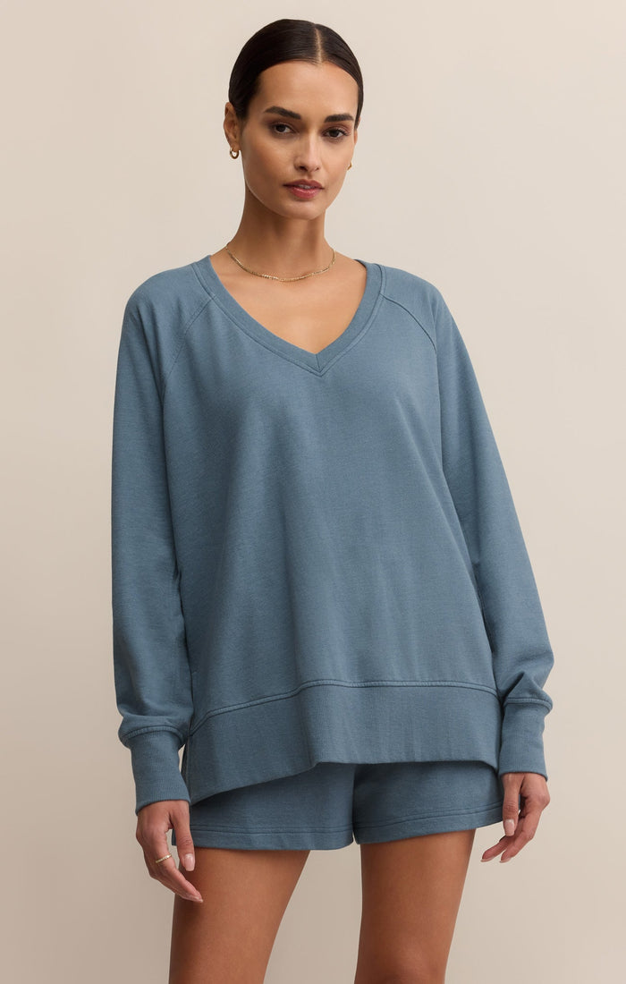 Z Supply Modern Weekender V Neck in Boathouse, front view