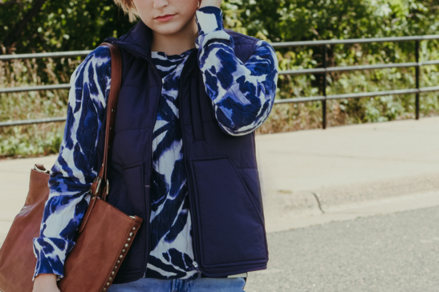 Front view of the By Together Huron Cardigan Top in Natural with black trim