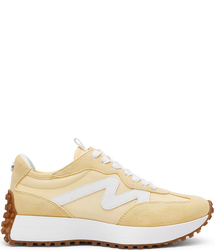 Steve Madden Campo Suede Retro Sneaker in Yellow, front view