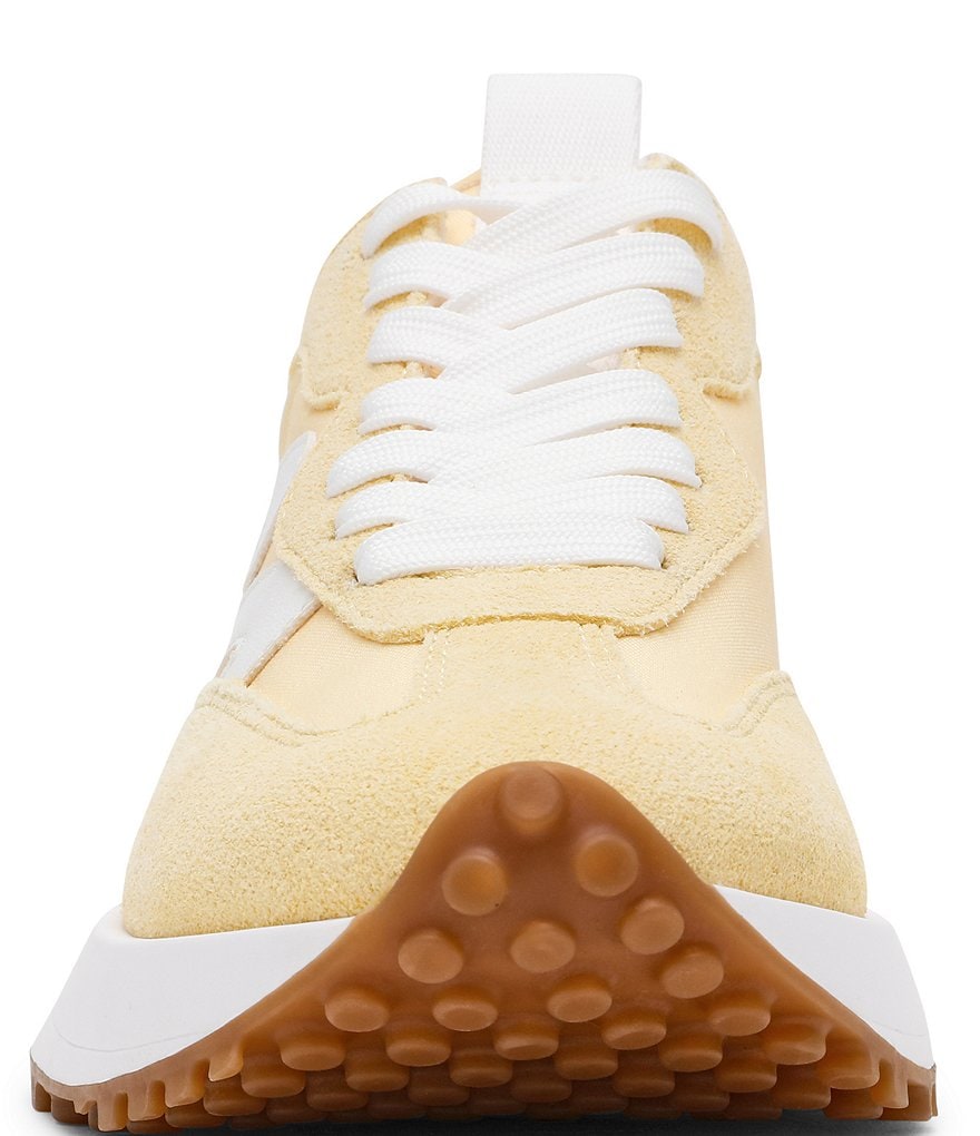 Steve Madden Campo Suede Retro Sneaker in Yellow, detail view