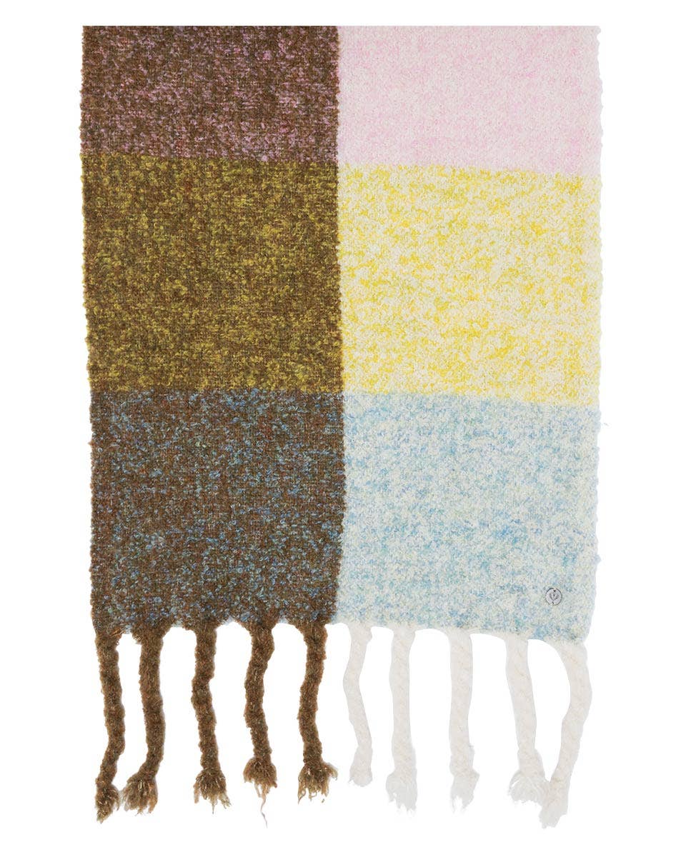 Boucle Colorblock Scarf: Safari green