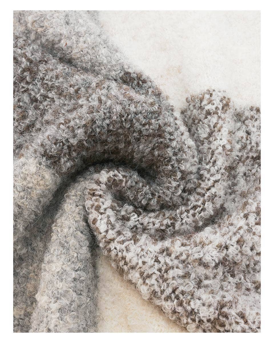 Boucle Colorblock Scarf: Butter cream