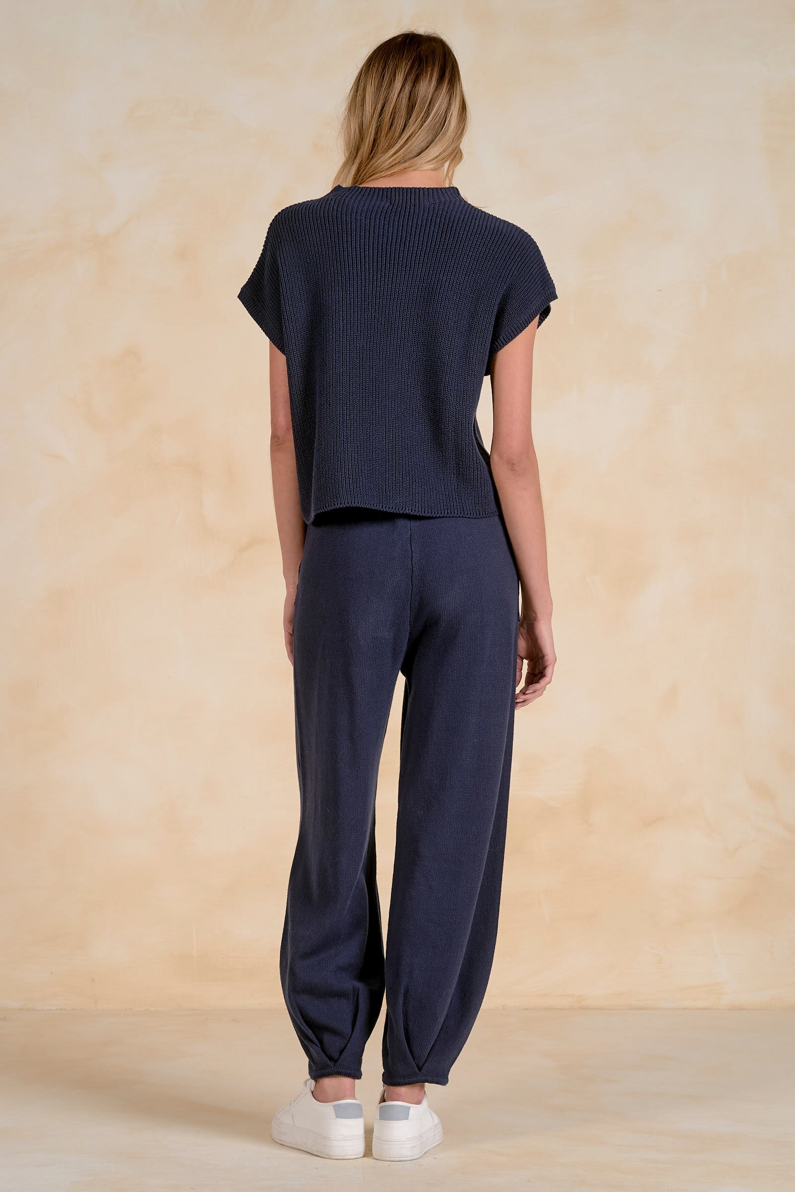 Elan Cap Sleeve Sweater - Navy detail view