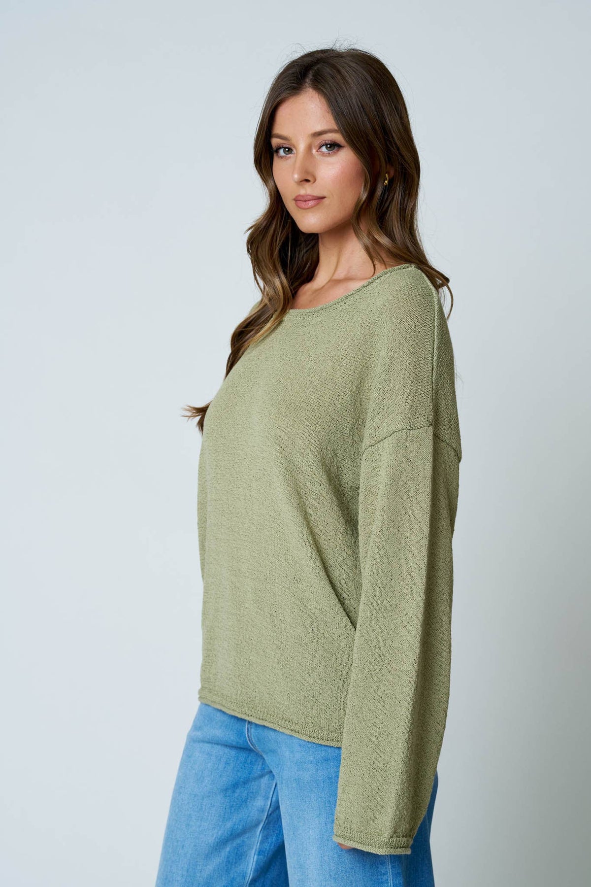 Blu Pepper Textured Raw Edge Sweater- Mocha