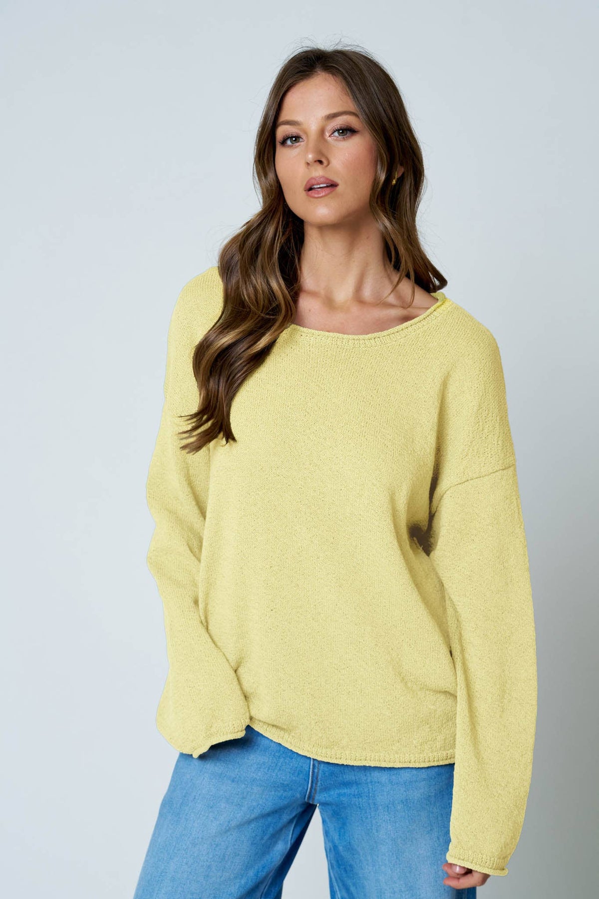 Blu Pepper Textured Raw Edge Sweater- Oatmeal