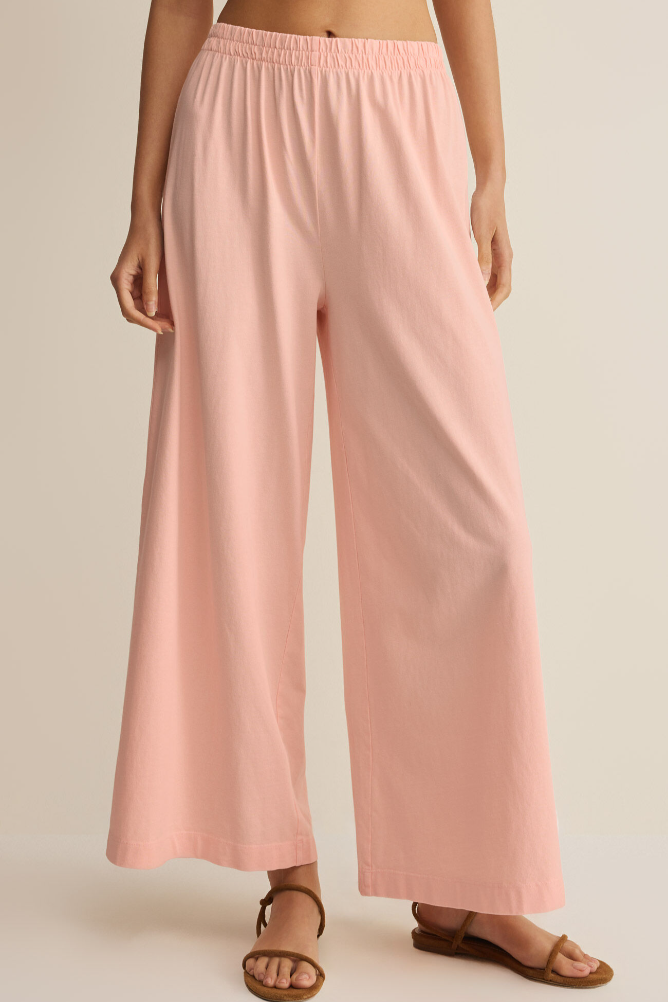 Z Supply Scout Jersey Crop Flare Pant in Bellini - front view