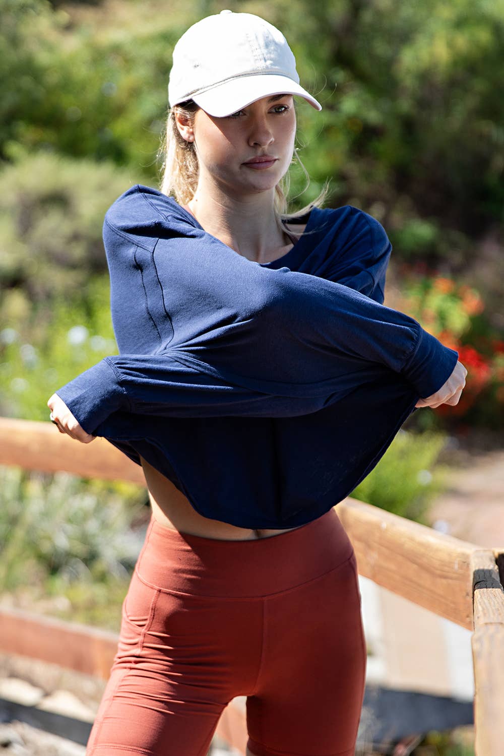 COTTON SLUB OPEN BACK  TOP - Navy