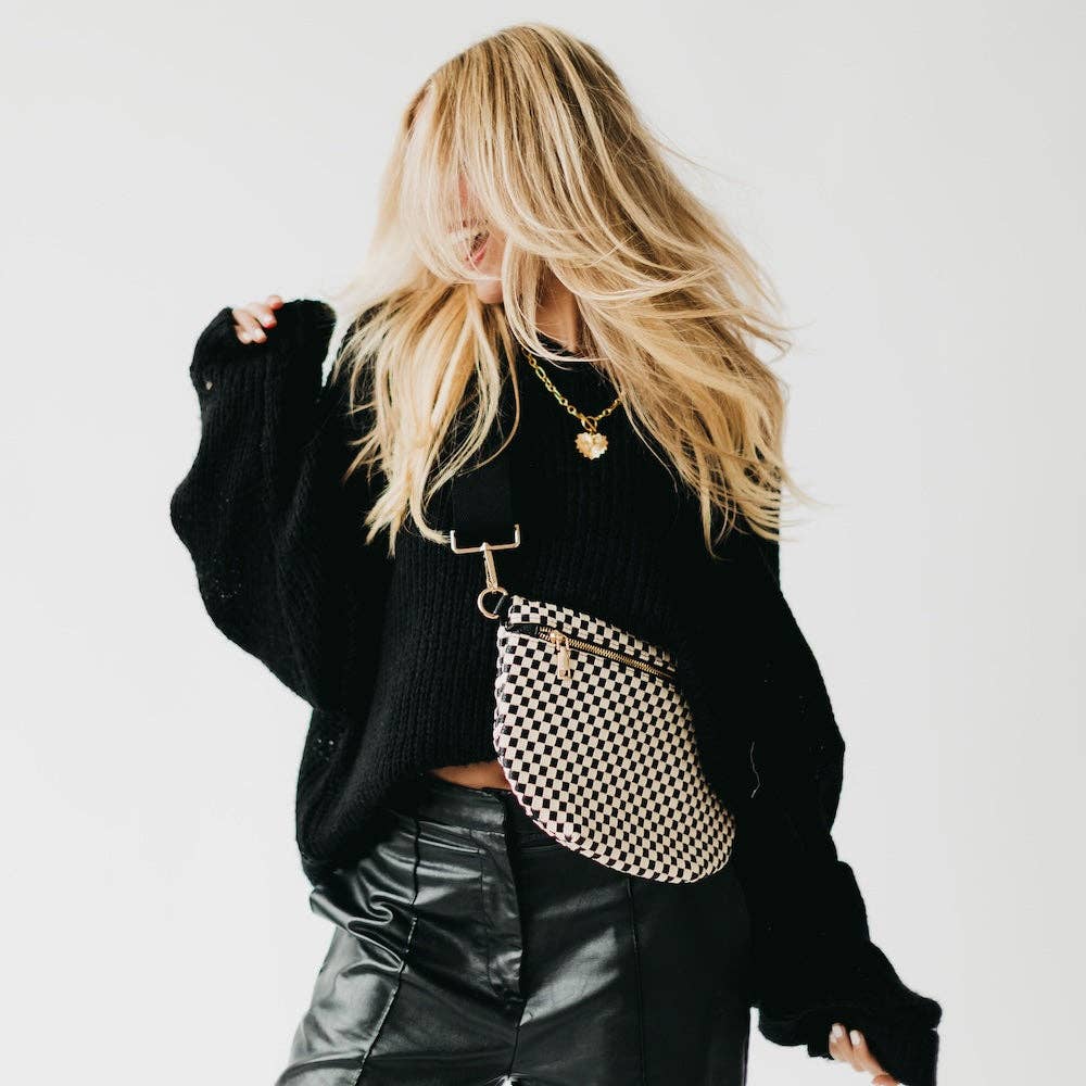 Westlyn Woven Bum Bag -  Checkered Coffee