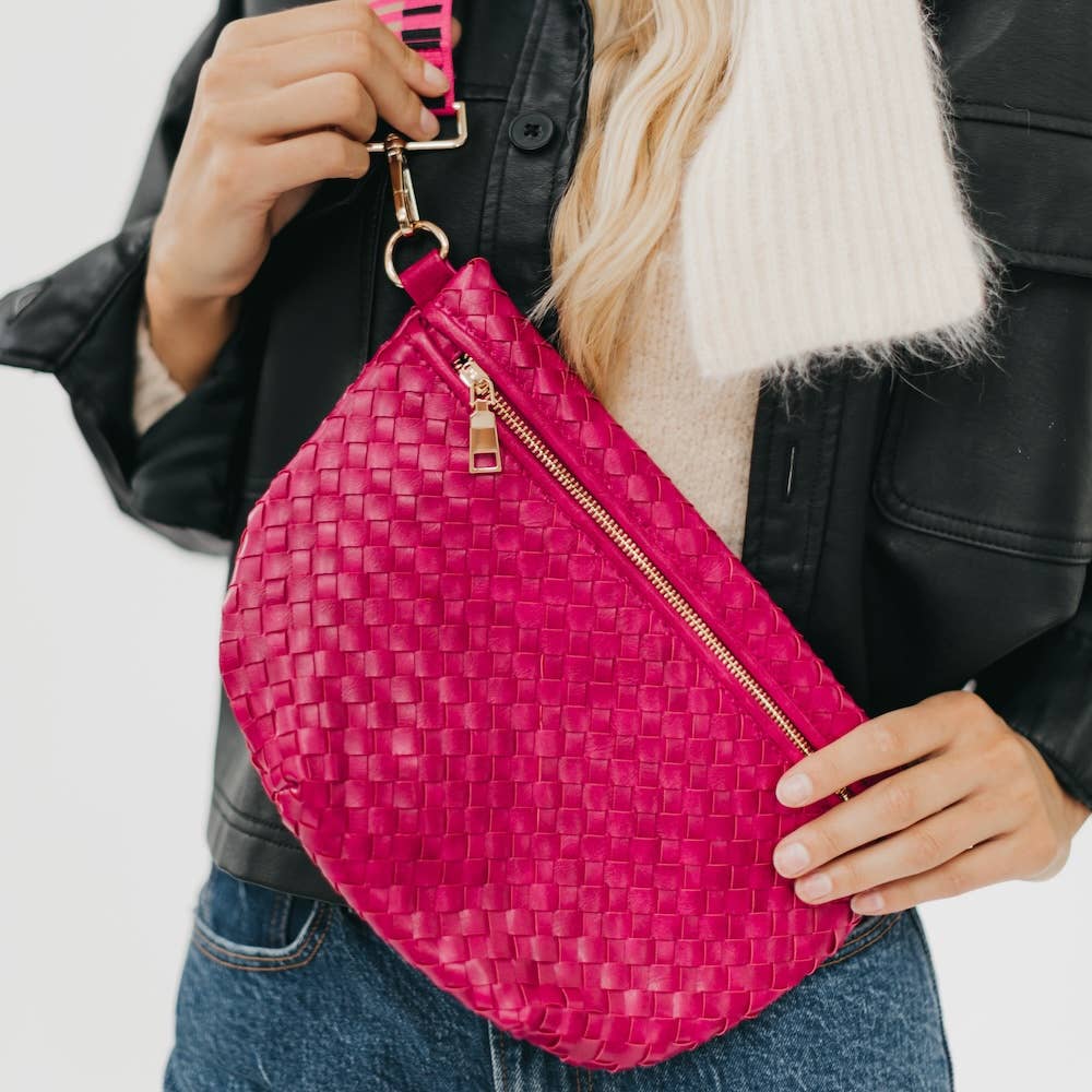 Westlyn Woven Bum Bag | Checkered Burgundy