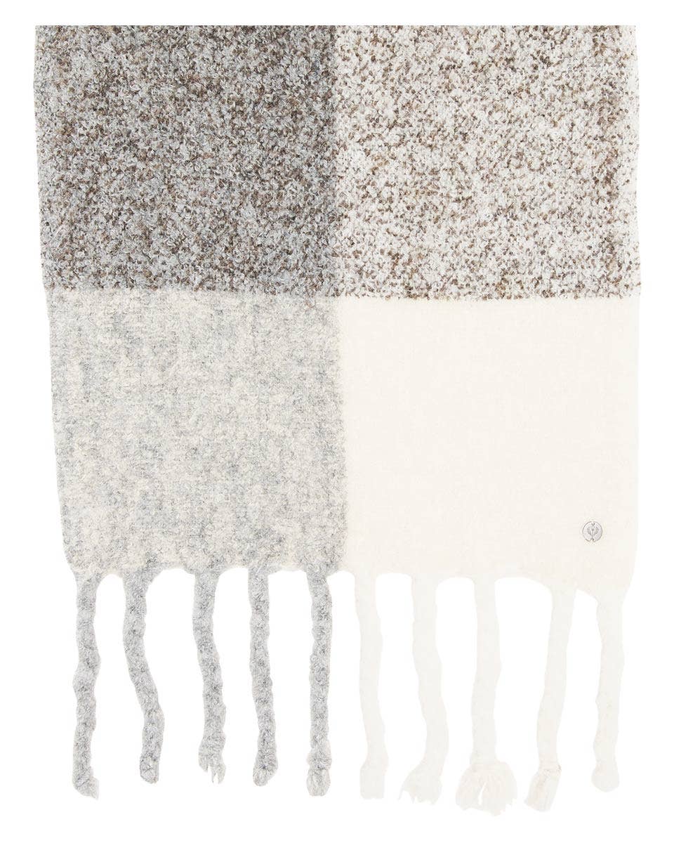 Boucle Colorblock Scarf: Safari green