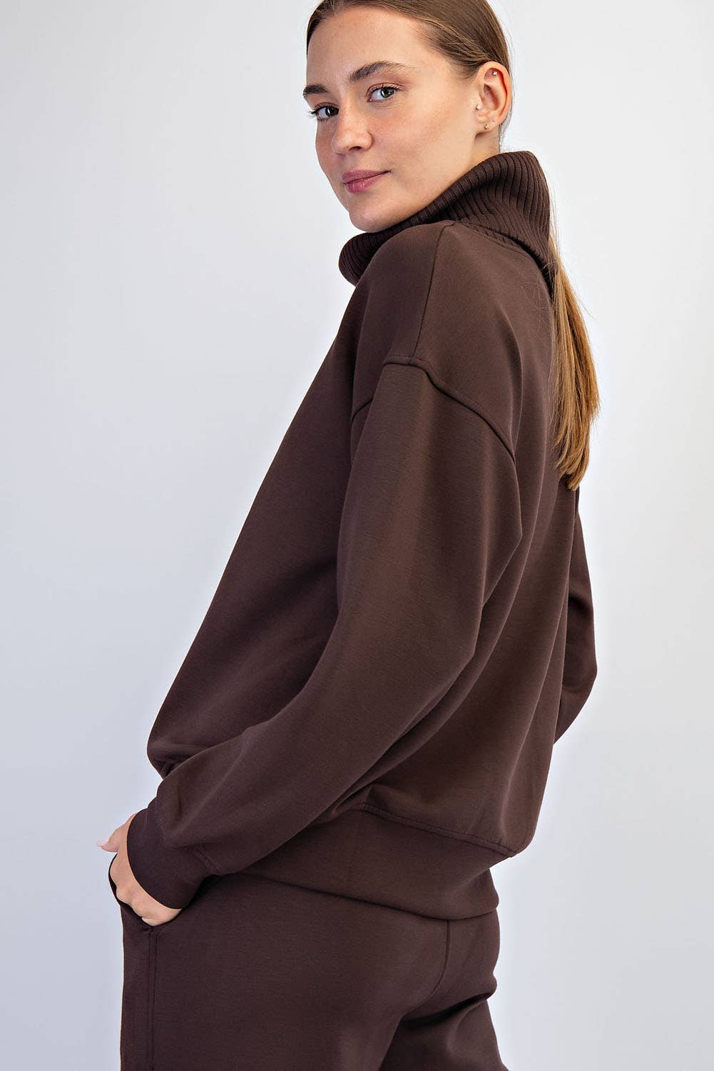 Rae Mode Scuba Luxe Turtleneck - Espresso
