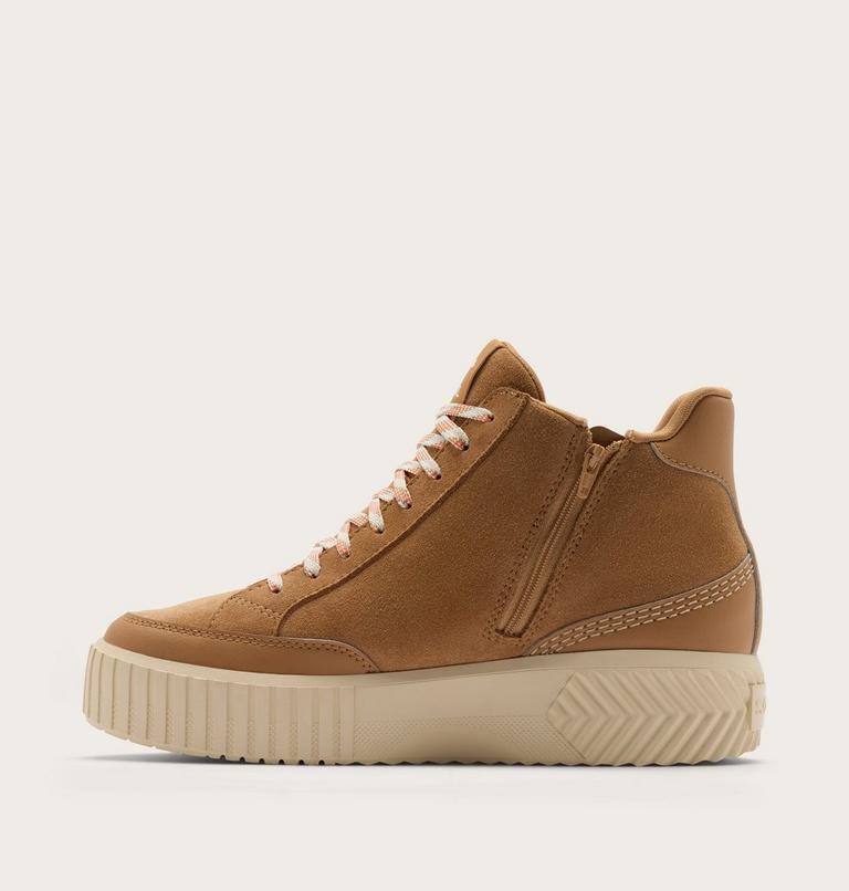 Sorel Ona Ave Zip Mid Waterproof Boot in Tawny Buff, Chalk, medial side view