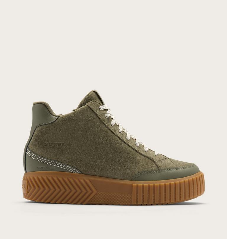 Sorel Ona Ave Zip Mid Waterproof Boot in Stone Green, Gum 2, front view