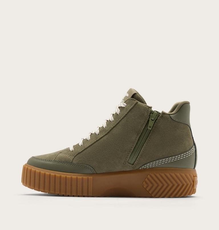 Sorel Ona Ave Zip Mid Waterproof Boot in Stone Green, Gum 2, medial side view
