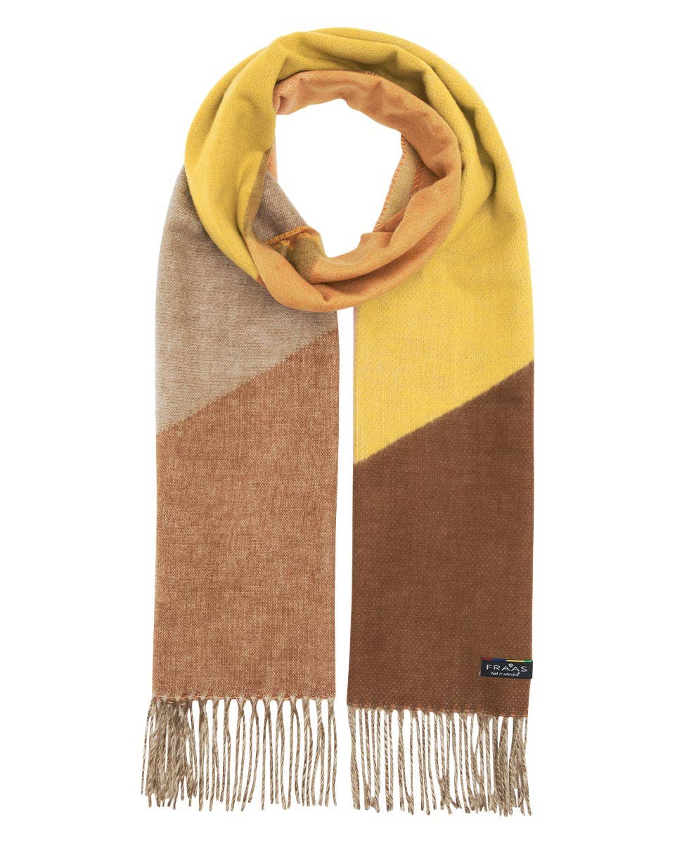 Colourblock Chevron Cashmink Scarf: Soft beige