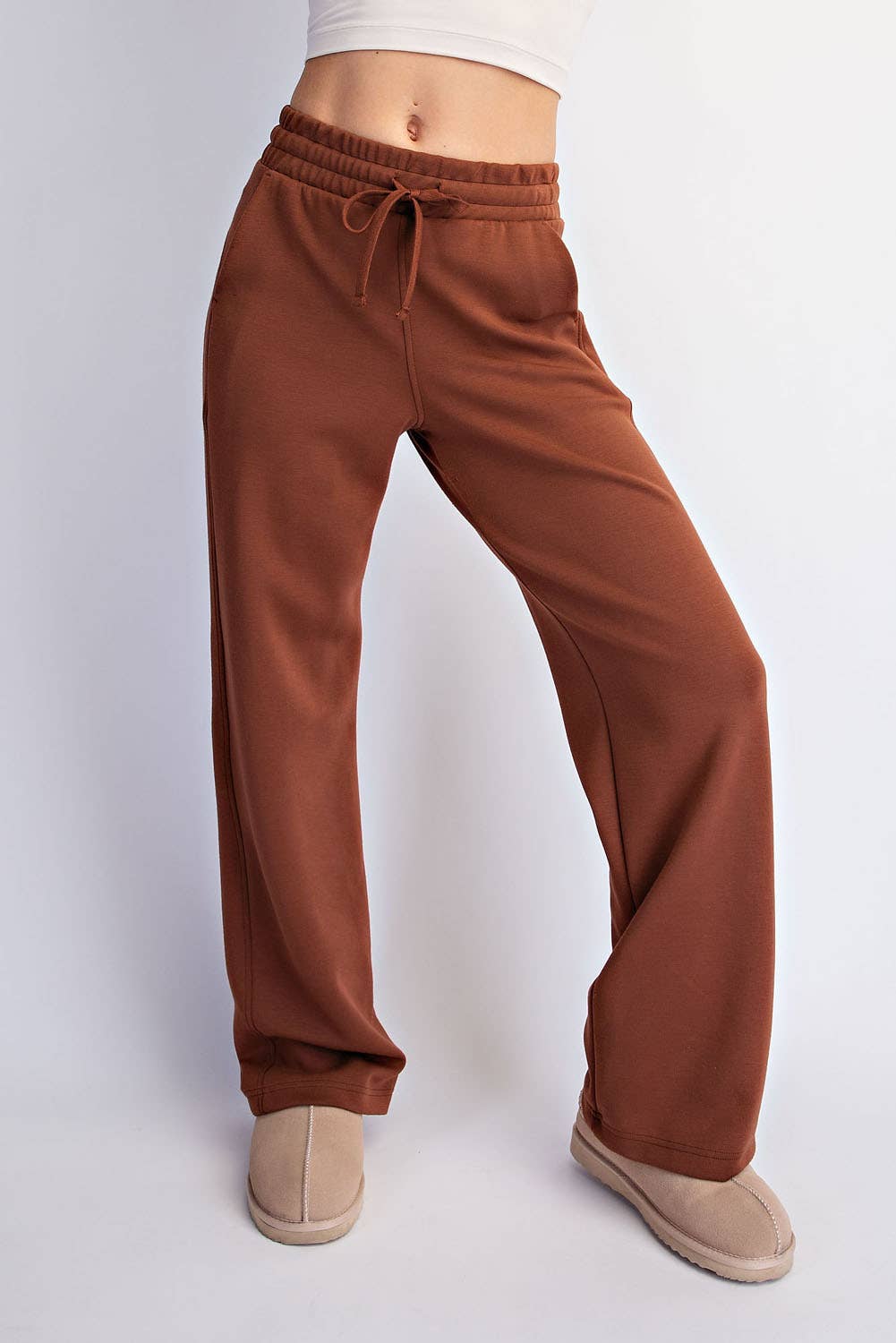 MODAL SCUBA STRAIGHT PANT - Chestnut