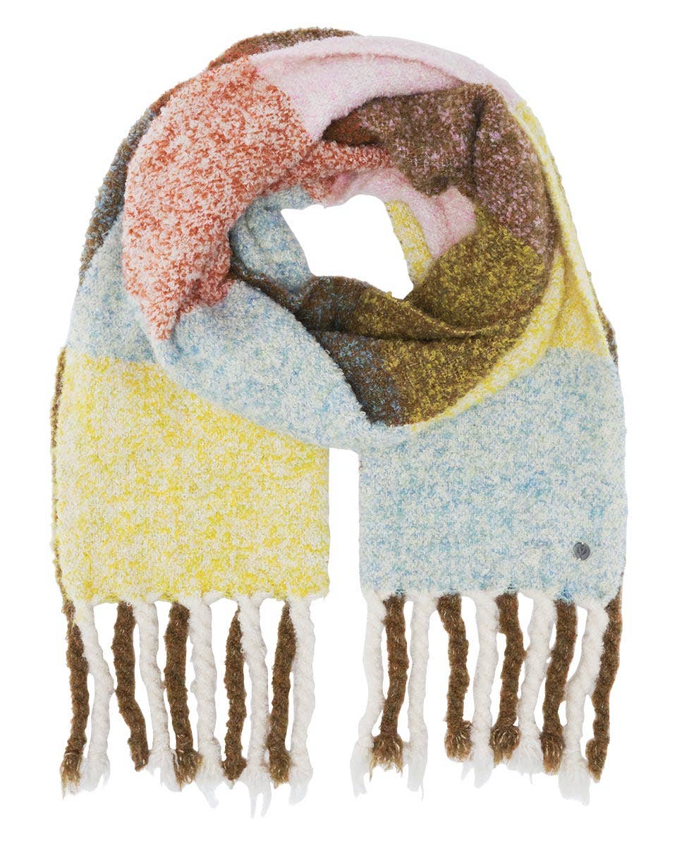 Boucle Colorblock Scarf: Safari green