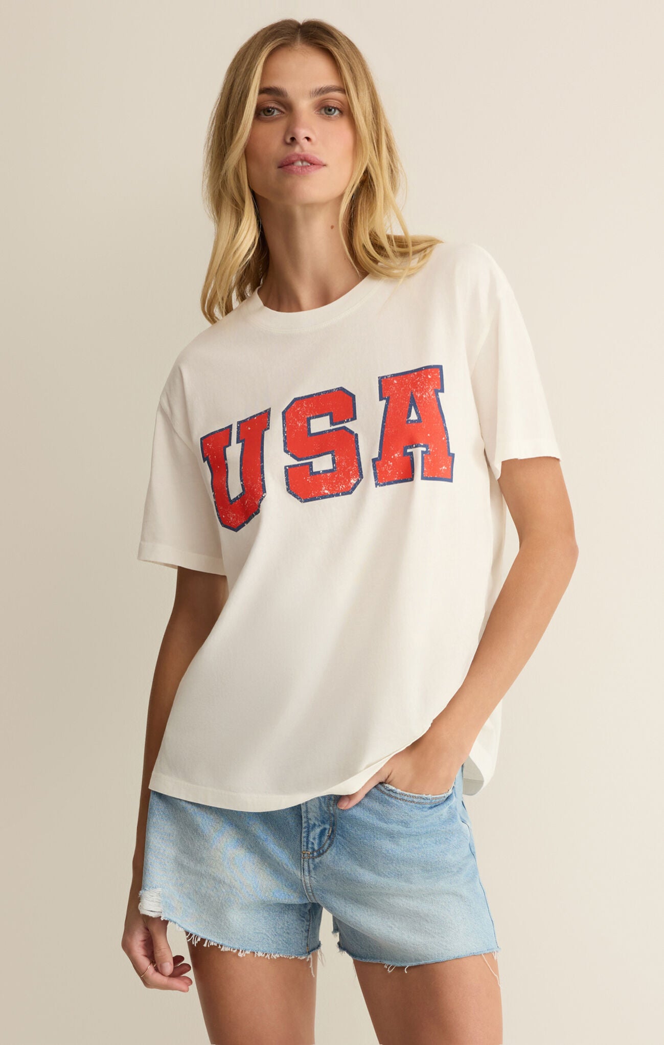 Z Supply USA Boyfriend Tee - Sea Salt