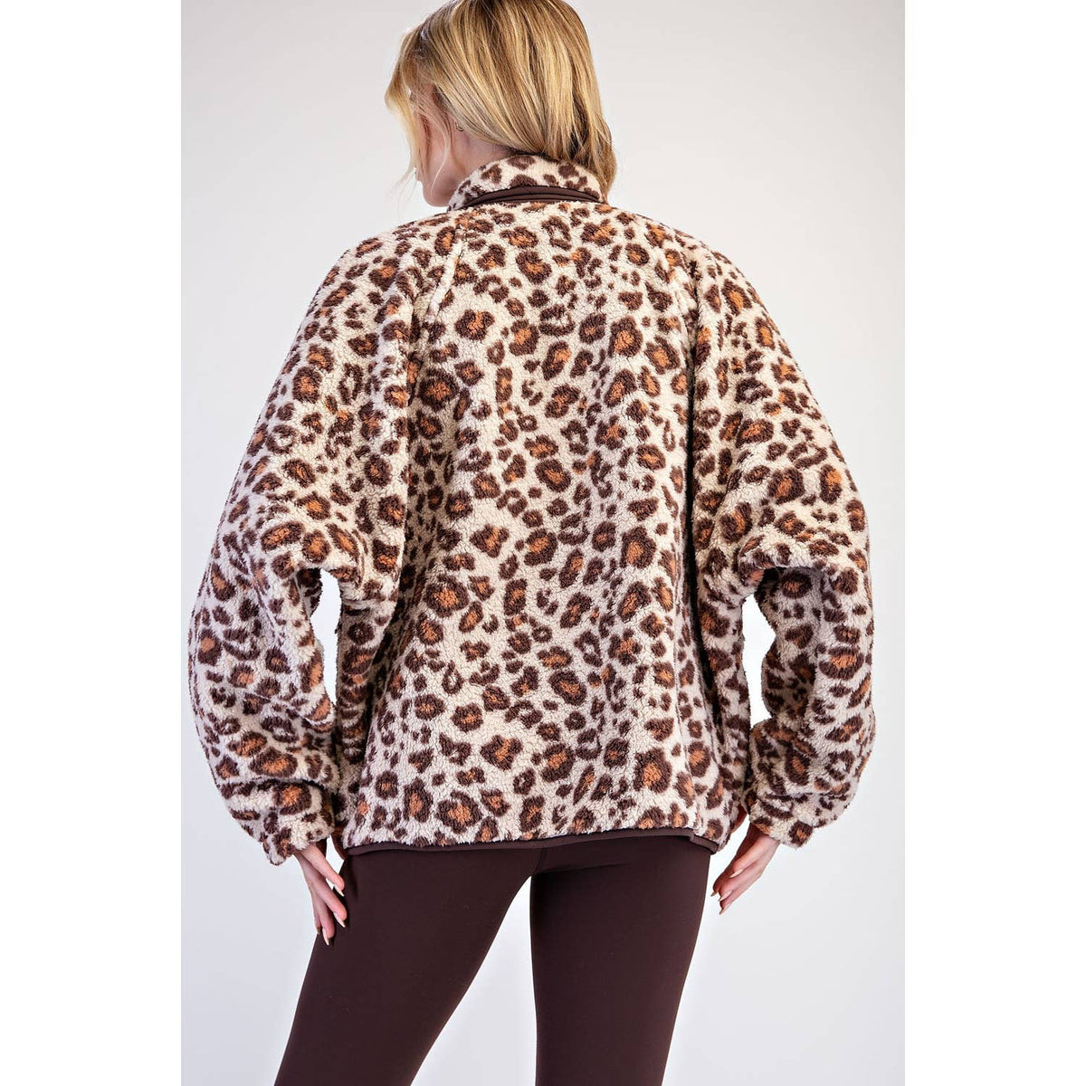 Rae Mode Animal Print Sherpa Fleece Jacket