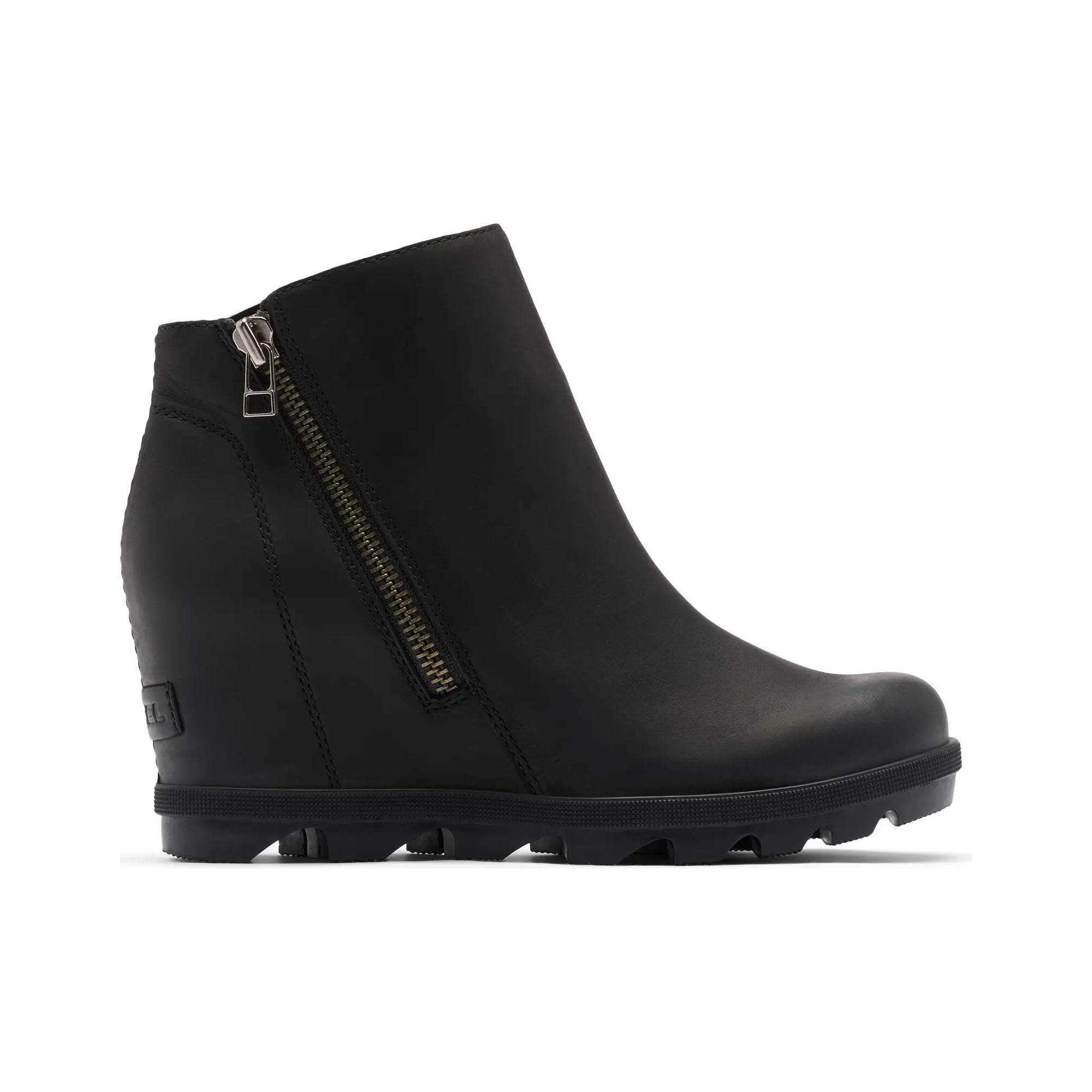 Sorel Joan Rhapsody Zip Wedge Boot in Black, Black, front view