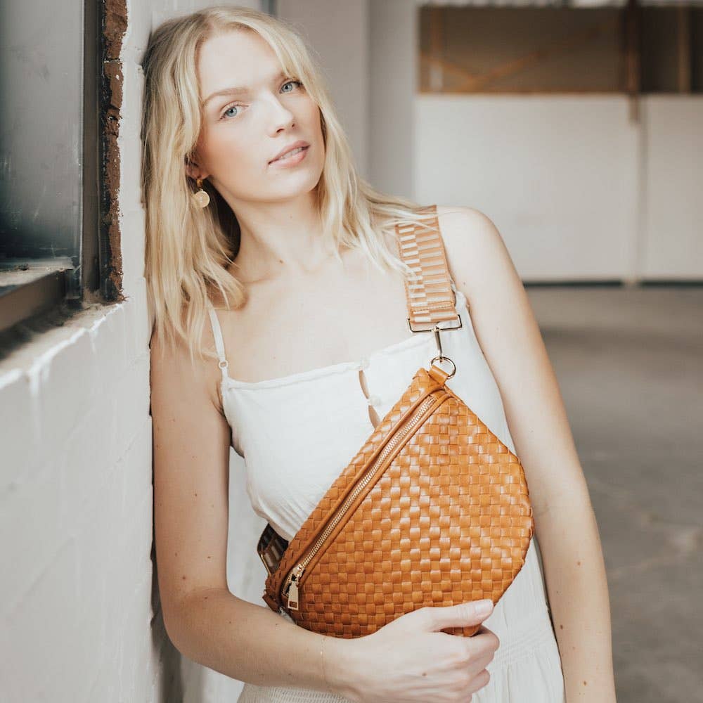 Westlyn Woven Bum Bag | Checkered Burgundy