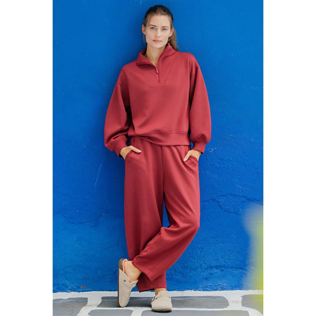 Modal Scuba Flow Barrel Pant- Merlot