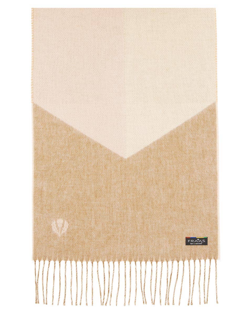 Colourblock Chevron Cashmink Scarf: Soft beige
