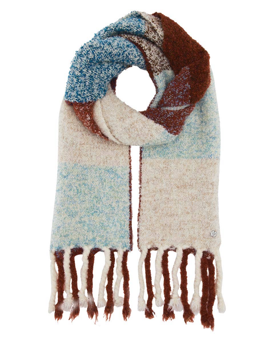 Boucle Colorblock Scarf: Butter cream