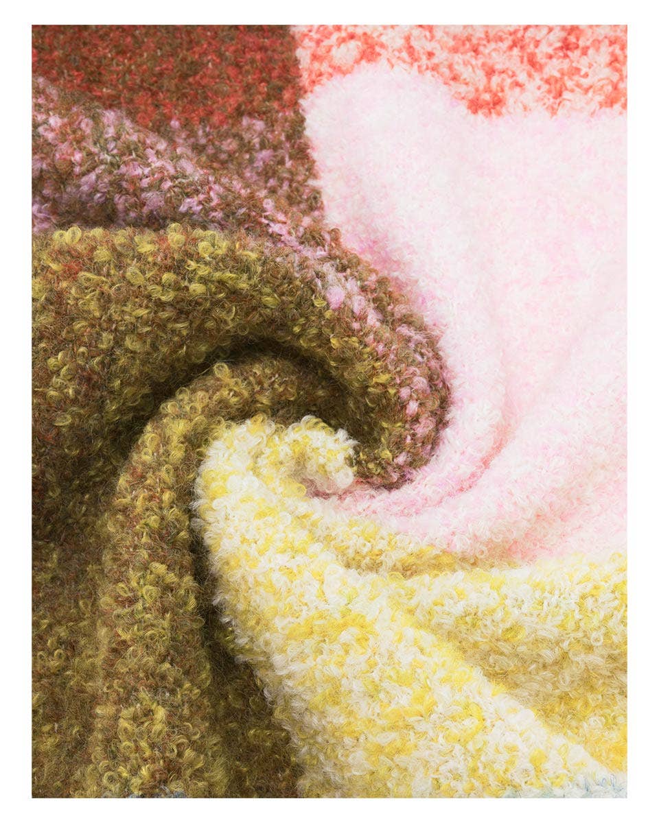 Boucle Colorblock Scarf: Safari green
