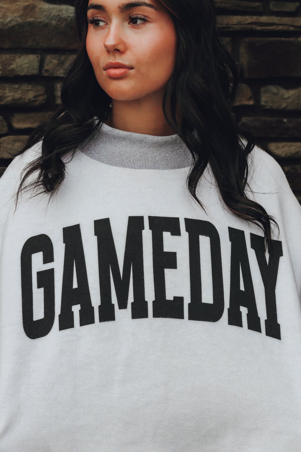 Bucketlist Football &amp; Gameday Reversible Mock Neck Sweatshirt - Grey