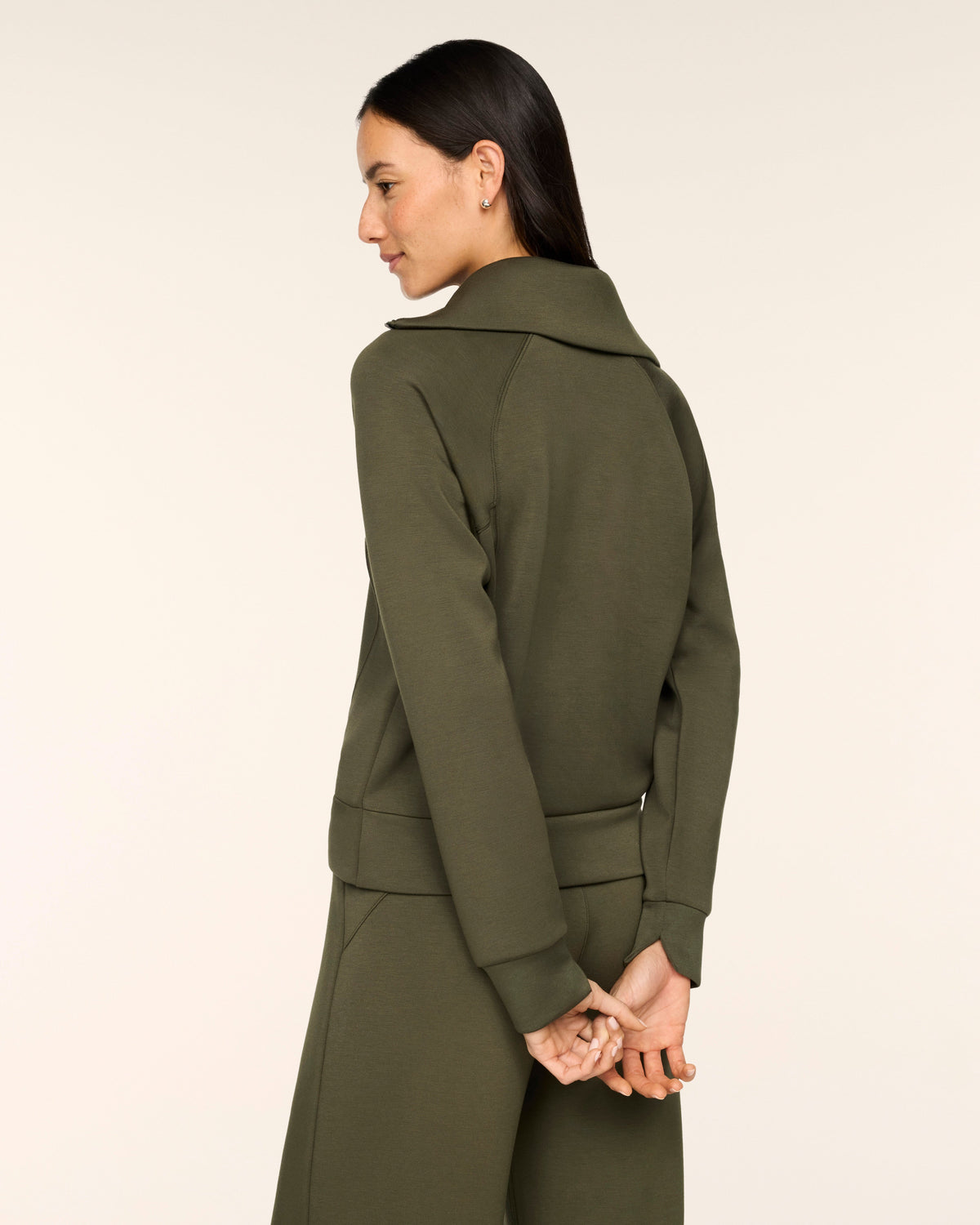 Spanx Half Zip Pullover in Monstera - side view