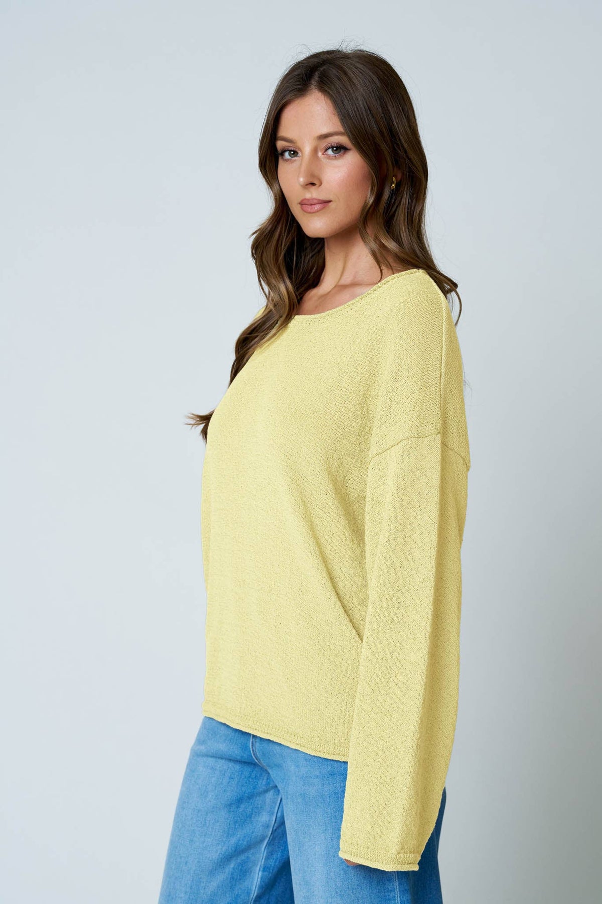 Blu Pepper Textured Raw Edge Sweater- Mocha