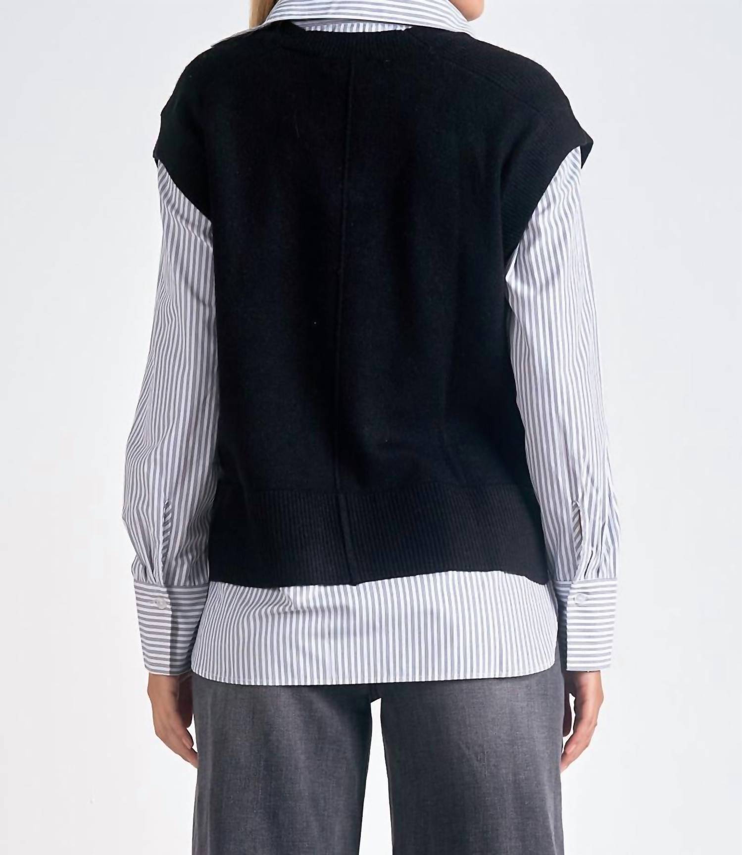 Elan Deep V Sweater Vest in Black, alternate view