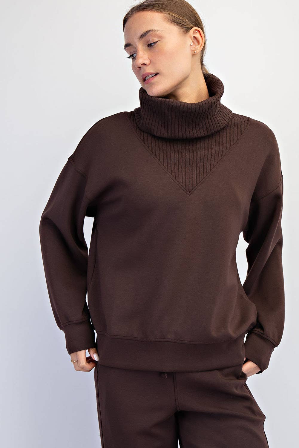 Rae Mode Scuba Luxe Turtleneck - Espresso