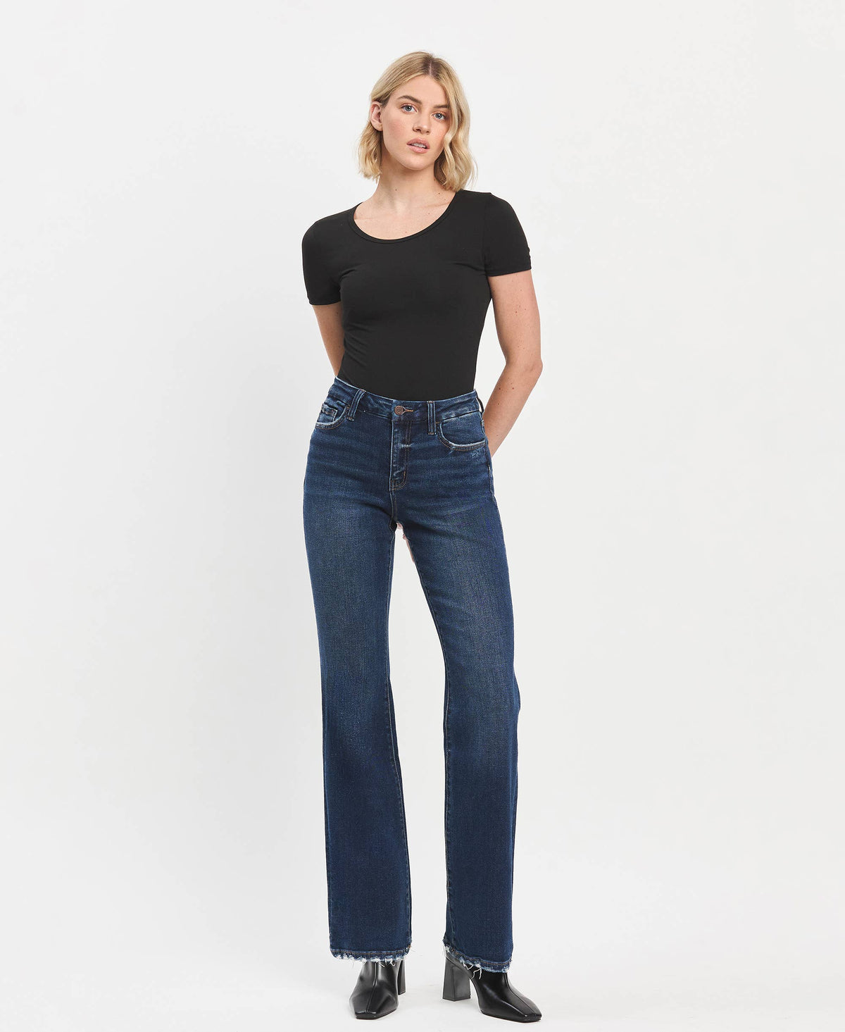 Vervet Bella Flare Jeans in Restructure dark wash