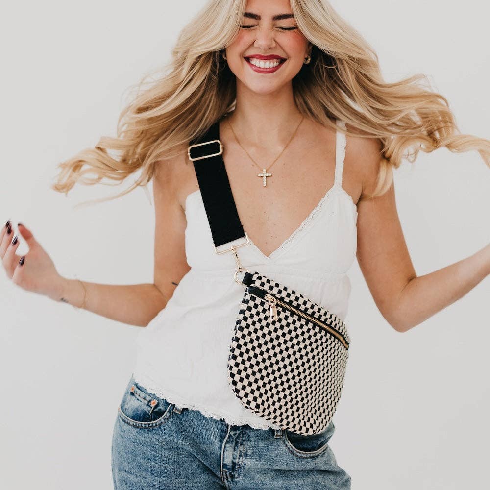 Westlyn Woven Bum Bag -  Checkered Coffee
