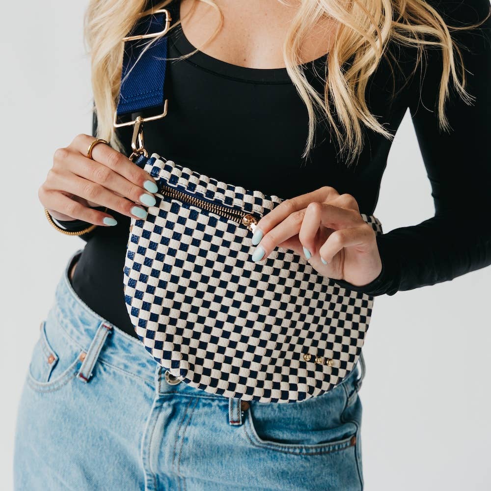 Westlyn Woven Bum | Checkered Gray/Navy