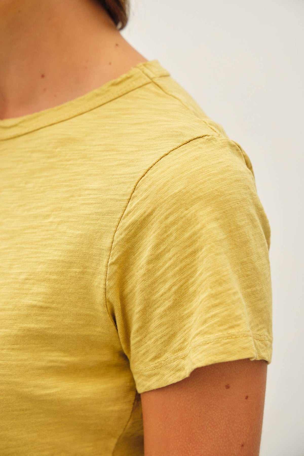 Garment Dyed Cotton Slub Top-Mustard