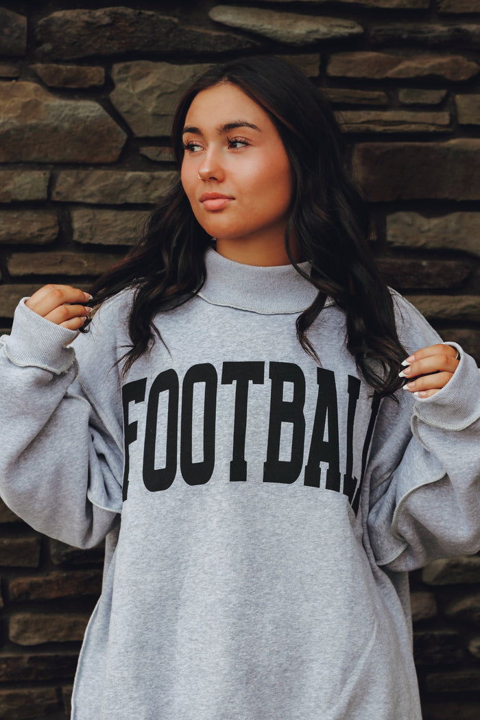 Bucketlist Football & Gameday Reversible Mock Neck Sweatshirt - Grey