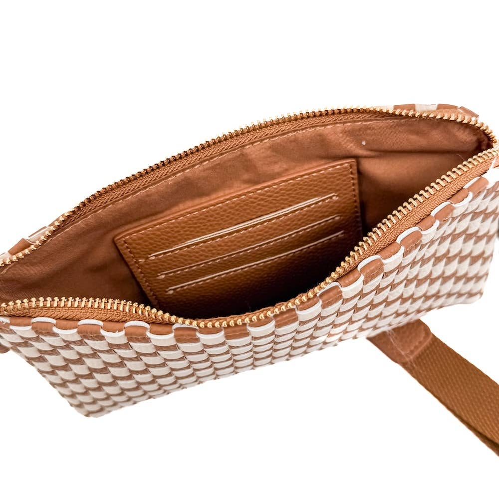Emma Woven Clutch Wristlet: Navy Checkered