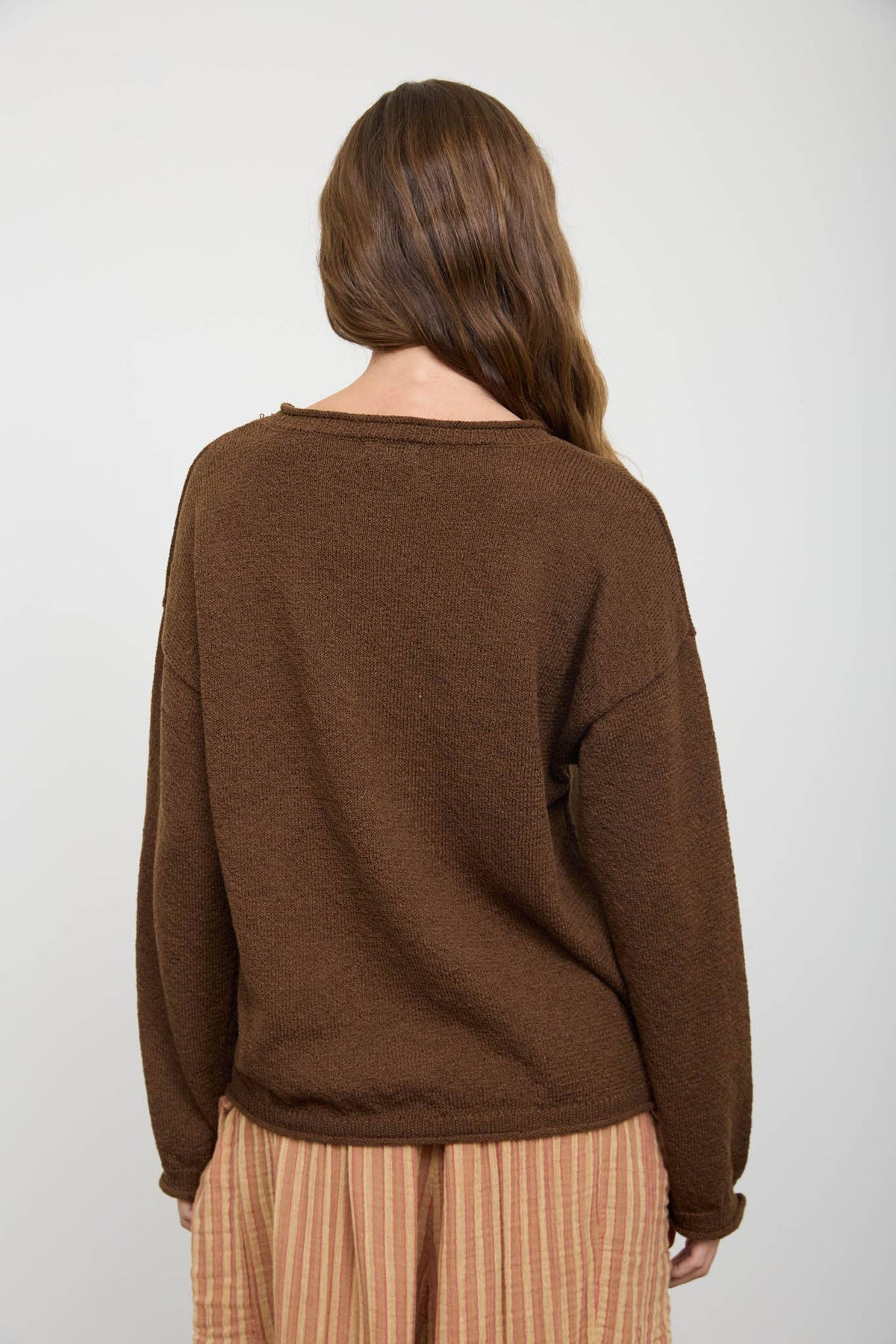 Blu Pepper Textured Raw Edge Sweater- Oatmeal
