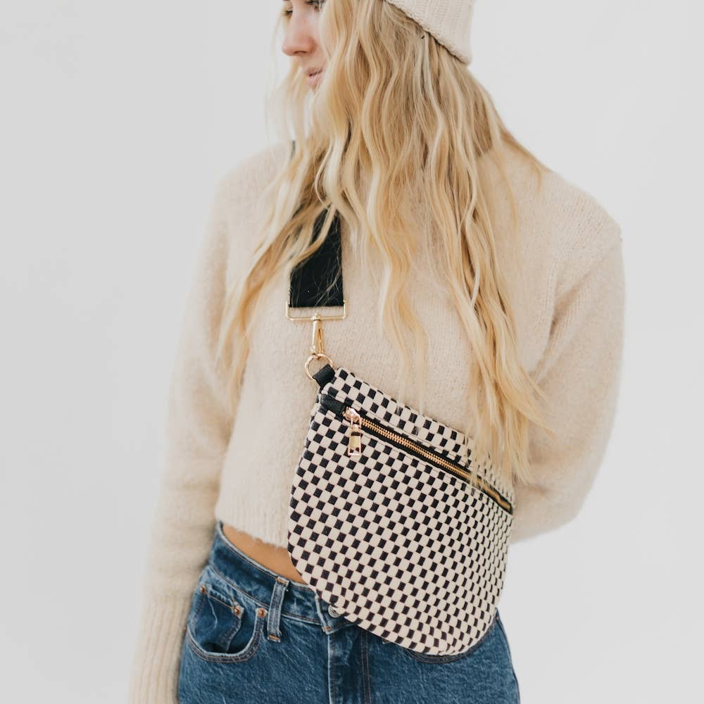 Westlyn Woven Bum Bag | Checkered Burgundy