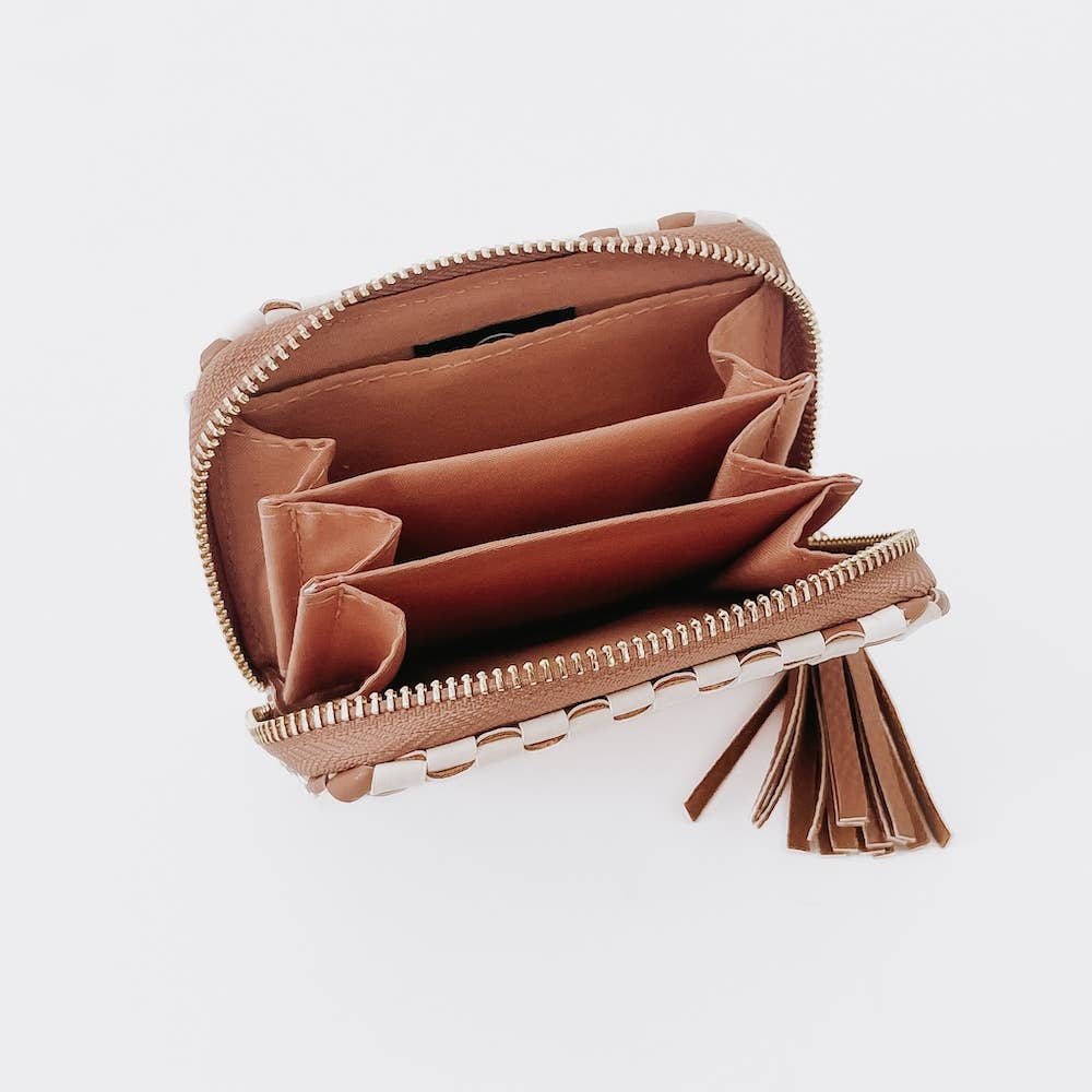 Wynona Woven Wallet: Checkered Coffee